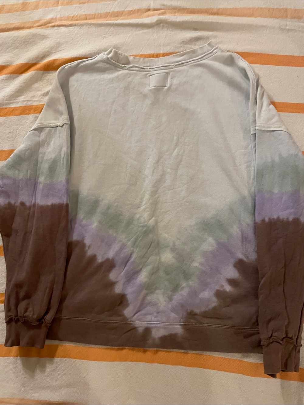 Free People Tie-Dye Pullover Sweatshirt in Cream, Aqua, Lavender & Brown